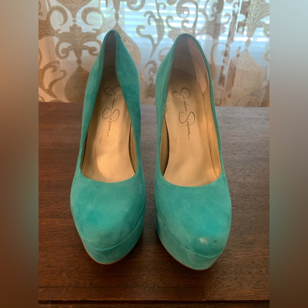 Teal Vintage Jessica Simpson Platform Heels - Size 6.5